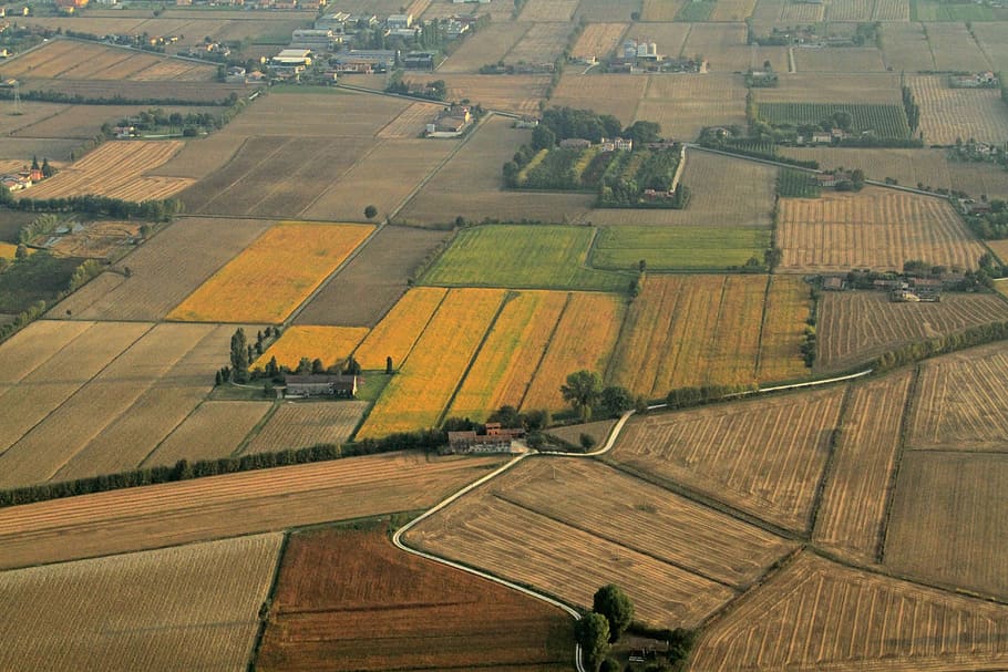 veneto, mosaic, fields, italy, aerial view, agriculture, rural scene, HD wallpaper