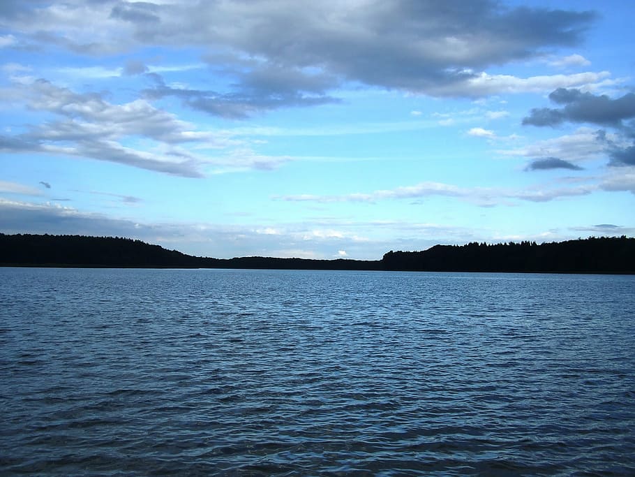lake, clouds, abendstimmung, water, sky, cloud - sky, tranquil scene HD wallpaper