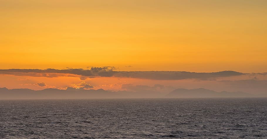 sunset, ocean, canada, sea, clouds, nature, holidays, sky, warm HD wallpaper