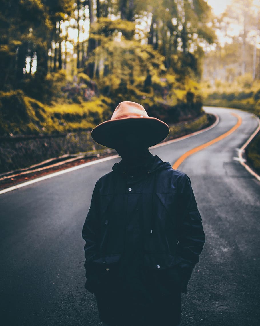 people, man, alone, dark, blur, road, street, plant, nature HD wallpaper