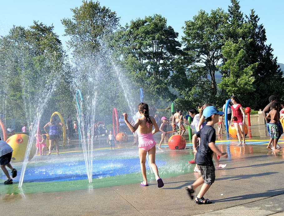 Fun, Water, Play, Canada, Day, port moody, inlet, harbor, fountain HD wallpaper
