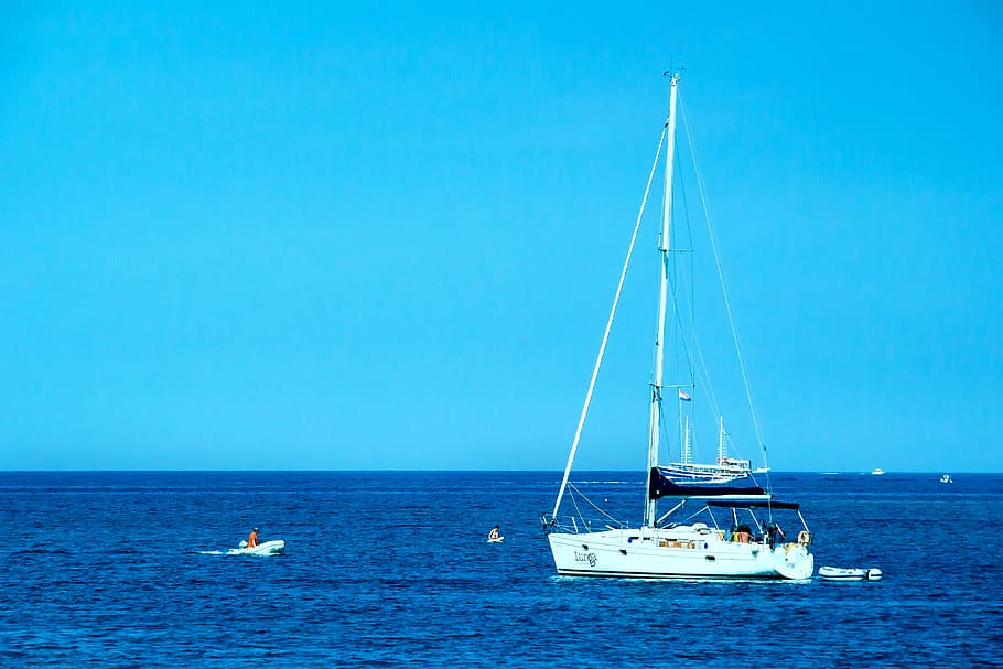 mediterranean, boot, sea, blue, summer, human, relax, nautical vessel HD wallpaper