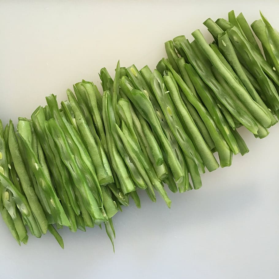 arrange, chamfering, knife, beans, sauted french beans, vegetarian food HD wallpaper