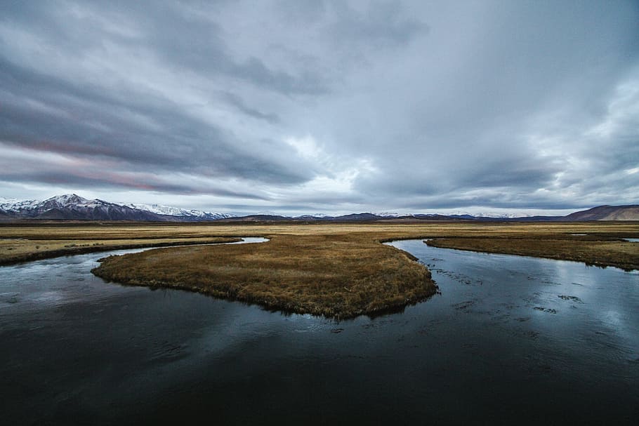 lake, water, dark, cloud, nature, sky, outdoor, mountain, environment HD wallpaper