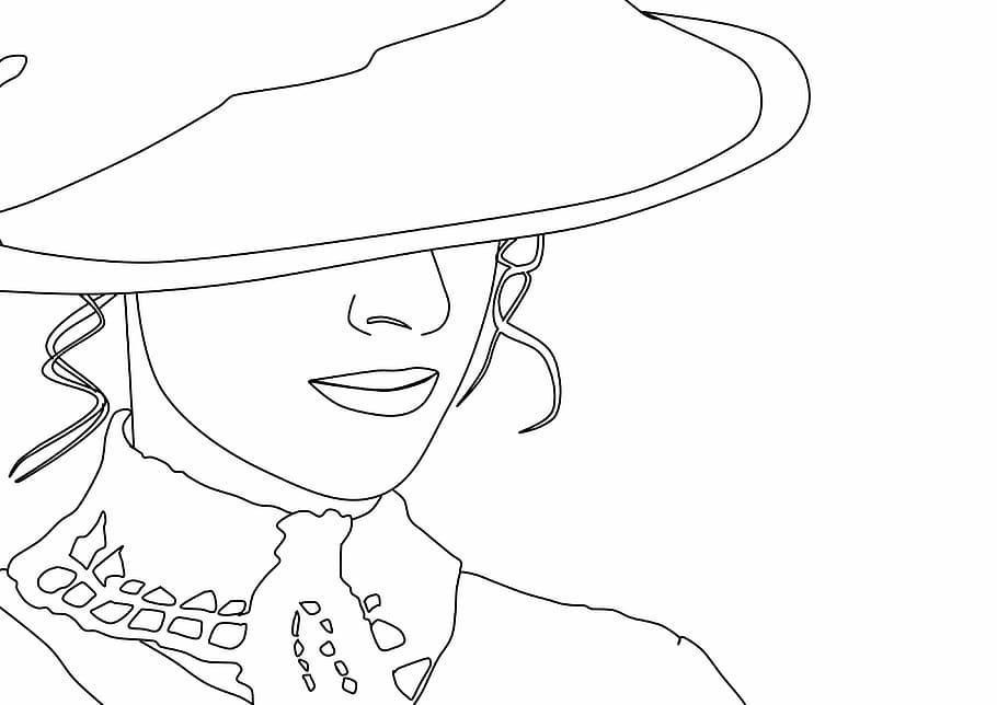 woman wearing hat portrait sketch, victorian, drawing, classic woman, HD wallpaper