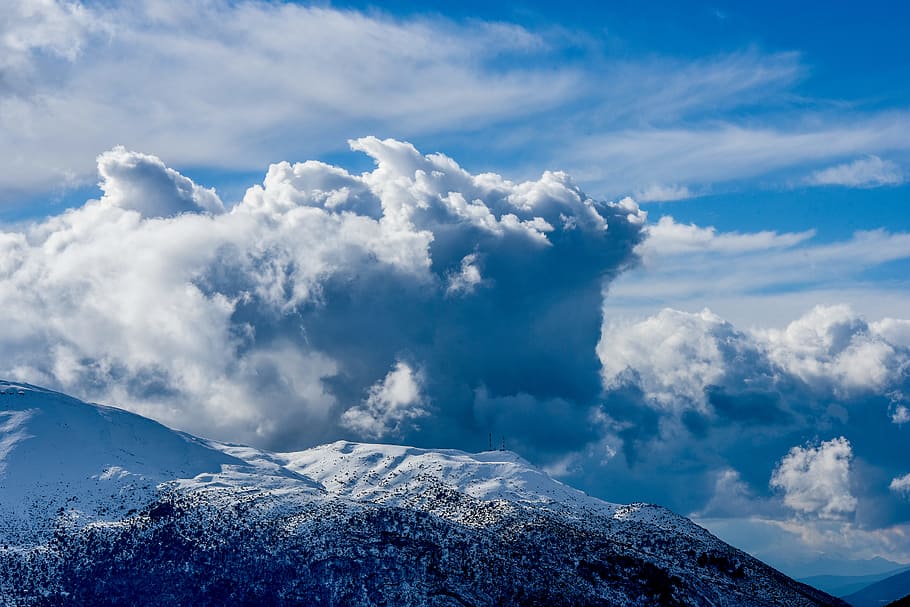 snow, light, landscape, nature, adventure, blue, clouds, daylight HD wallpaper