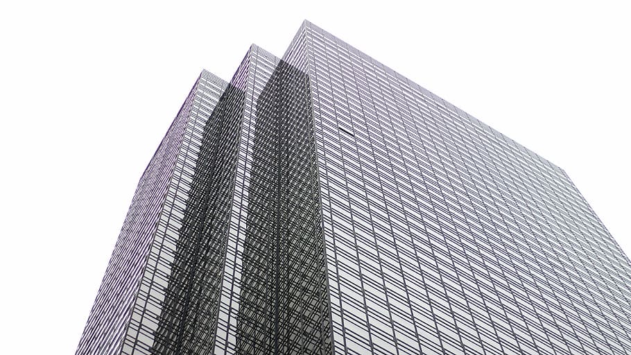 high-rise building, low angle photography of glass building, sky scraper HD wallpaper