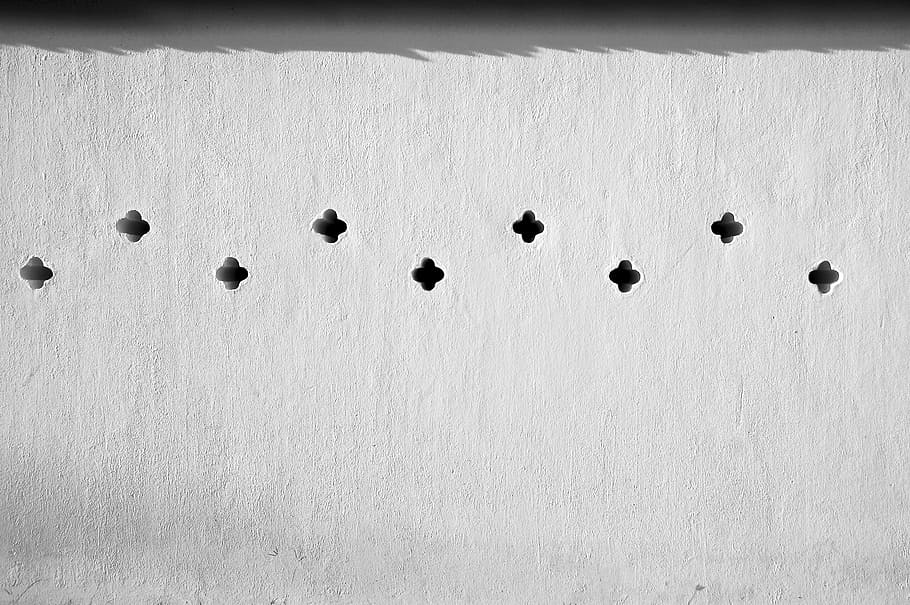 beige and black surface, wall, flower, hole, shadow, white HD wallpaper