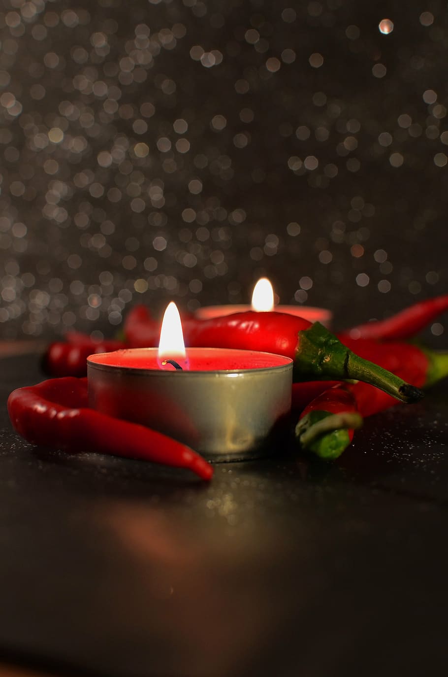 candles, chillies, hot, flame, christmas, decoration, burning HD wallpaper