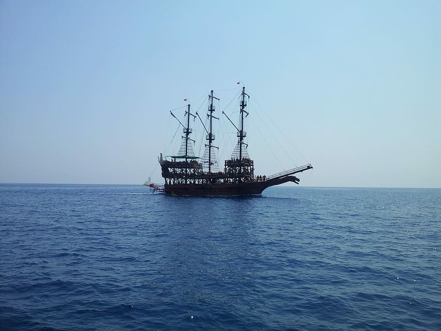 Ship, Sea, Boot, Water, Sail, seafaring, back light, turkey HD wallpaper
