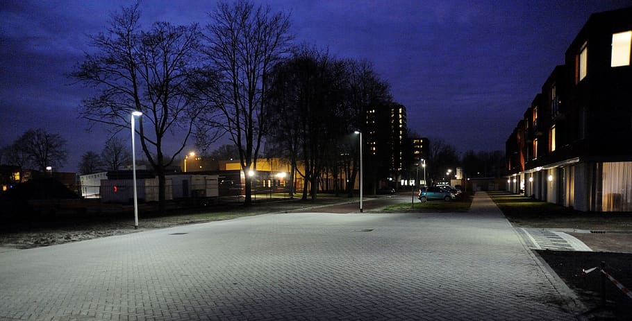 road surface reflection, groningen, poly civil, night, building exterior HD wallpaper