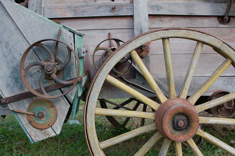wagon, wheel, wood, rustic, antique, vintage, transportation HD wallpaper