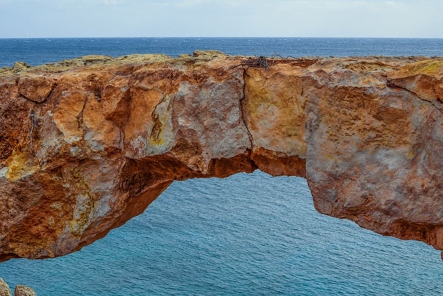 brown cliff over blue sea during daytime, cyprus, cavo greko, HD wallpaper