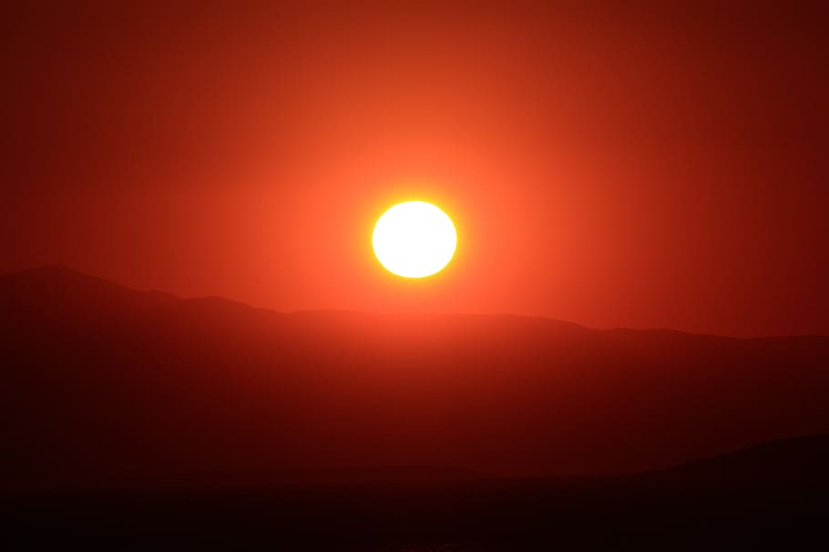 disc, sun sunset, orange, beauty in nature, sky, red, sunlight HD wallpaper