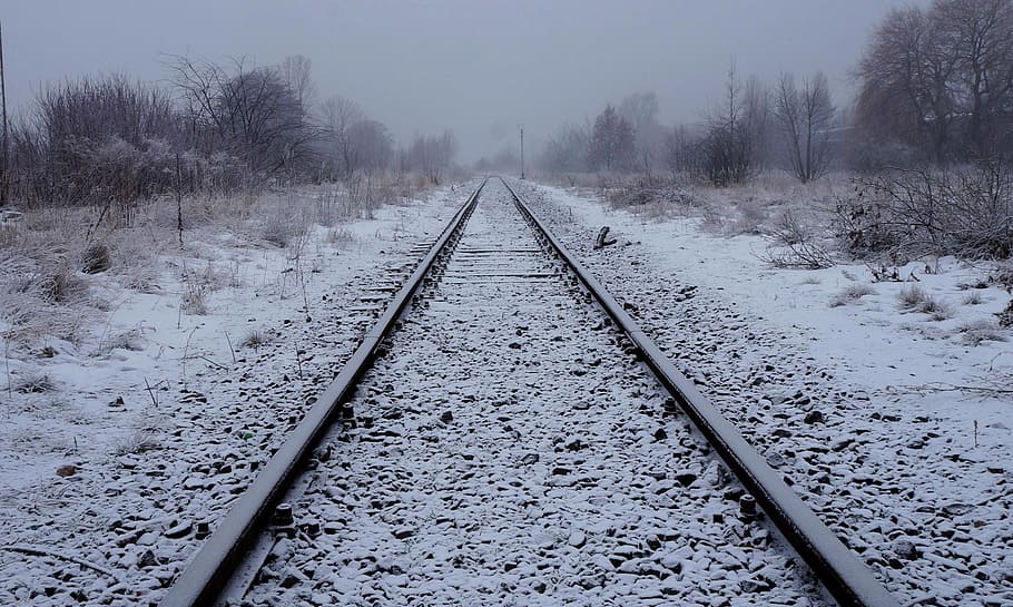 View, Landscape, Tracks, Way, place, trail, turn, winter, snow HD wallpaper