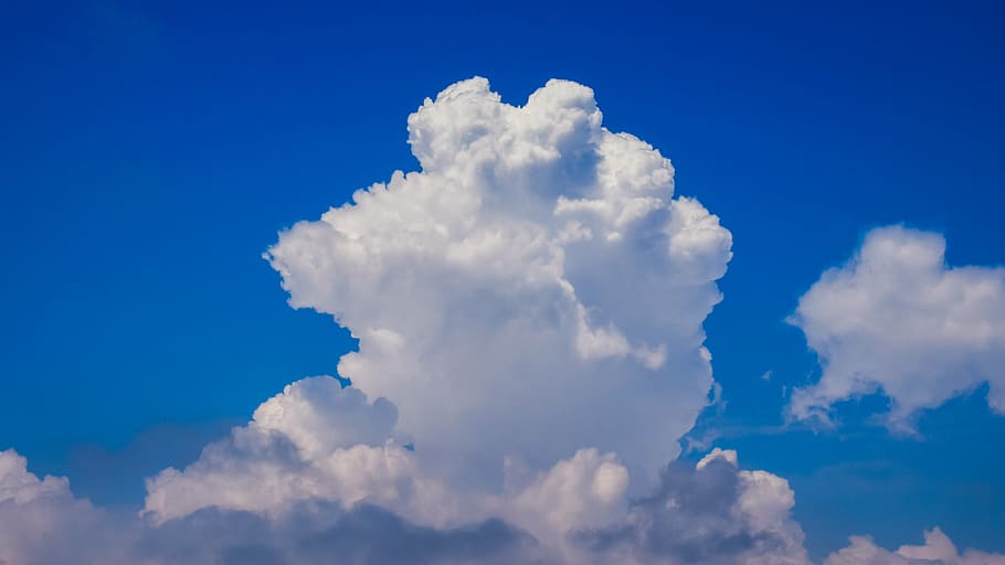 clouds, cumulus, sky, weather, blue, white, bright, nature HD wallpaper
