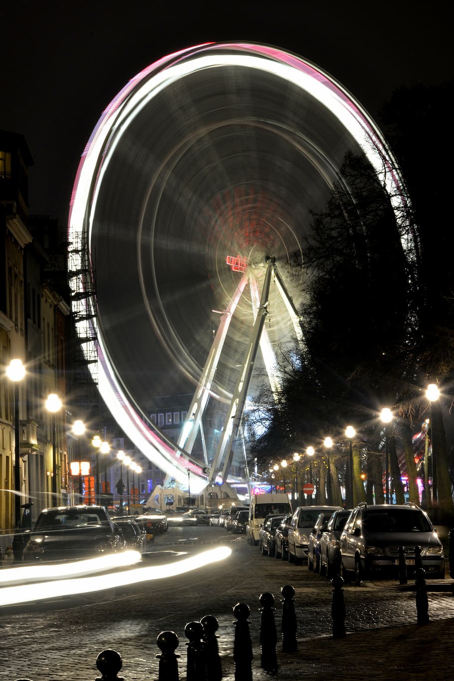 big wheel, atmosphere, lights, run, brussels, lighting, night HD wallpaper