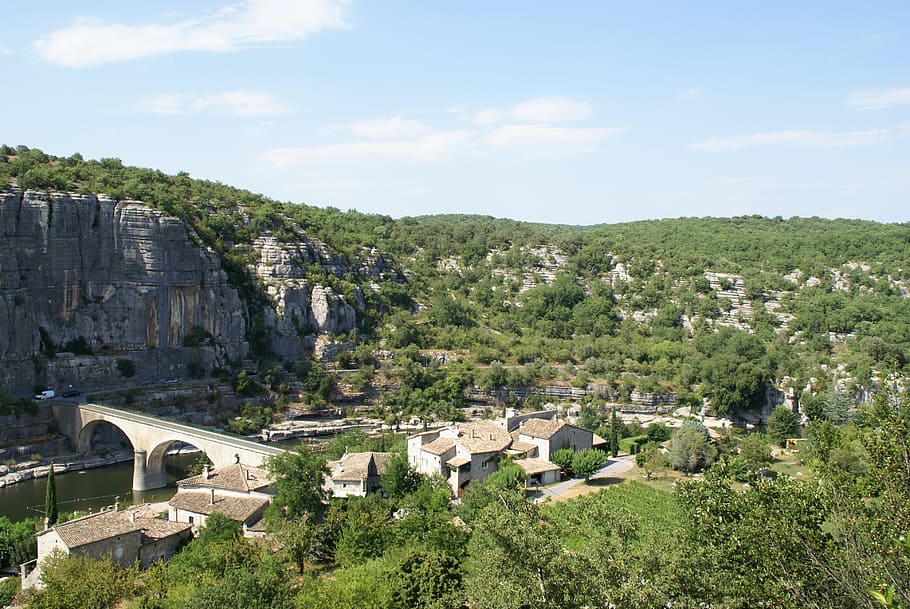 France, Ardeche, River, old Ruin, architecture, ancient, famous Place HD wallpaper