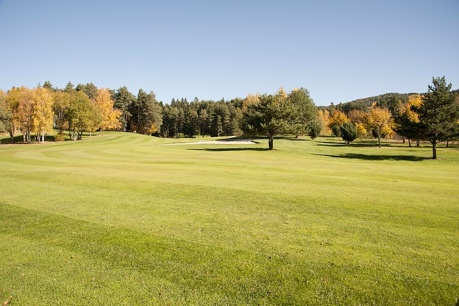 golf, autumn, south tyrol, petersberg, golf course, landscape, HD wallpaper