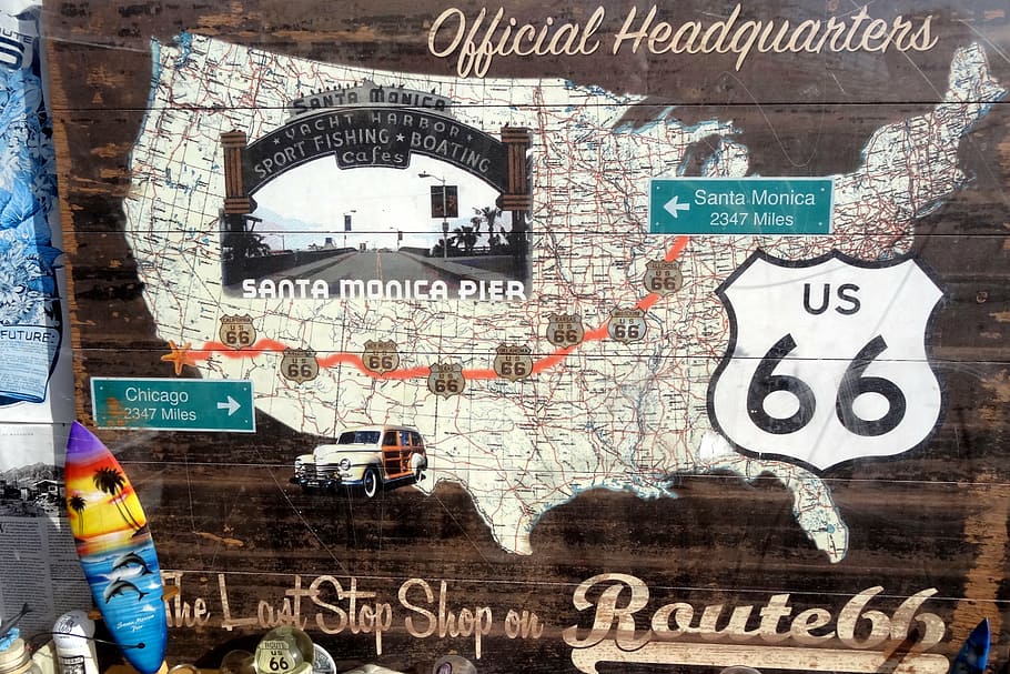 route 66, usa, america, signboard, text, communication, western script, HD wallpaper