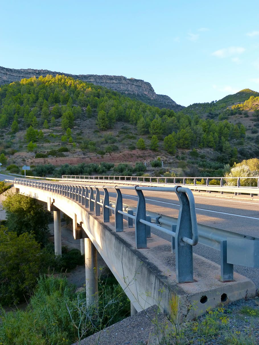 road, bridge, fence, bridge - Man Made Structure, nature, mountain HD wallpaper