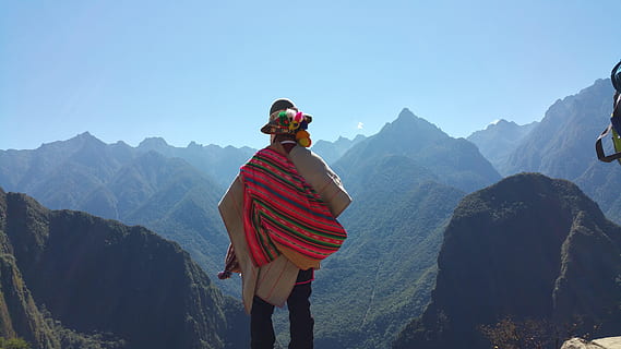 person standing beside mountain, Paco, Peru, Landscape, Shaman HD wallpaper