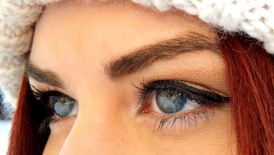 woman's eye photo, blue eyes, iris, gene, seductive, makeup HD wallpaper