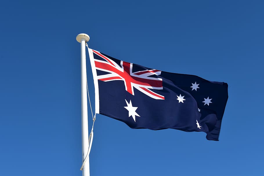 flag of Autralia, australia, sky, pole, flagpole, symbol, country, HD wallpaper