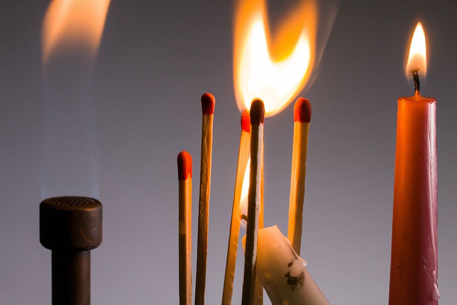 flame, matches, ignition, sticks, candles, light, burner, burning, HD wallpaper