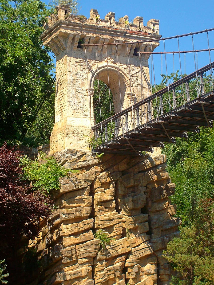 bridge, tower, bridge margin, cliff, craiova, romania, romanescu HD wallpaper