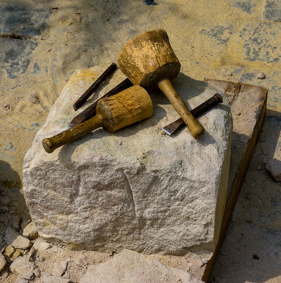 tool, middle ages, steinmetz, stone, hammer, chisel, nuremberg, HD wallpaper
