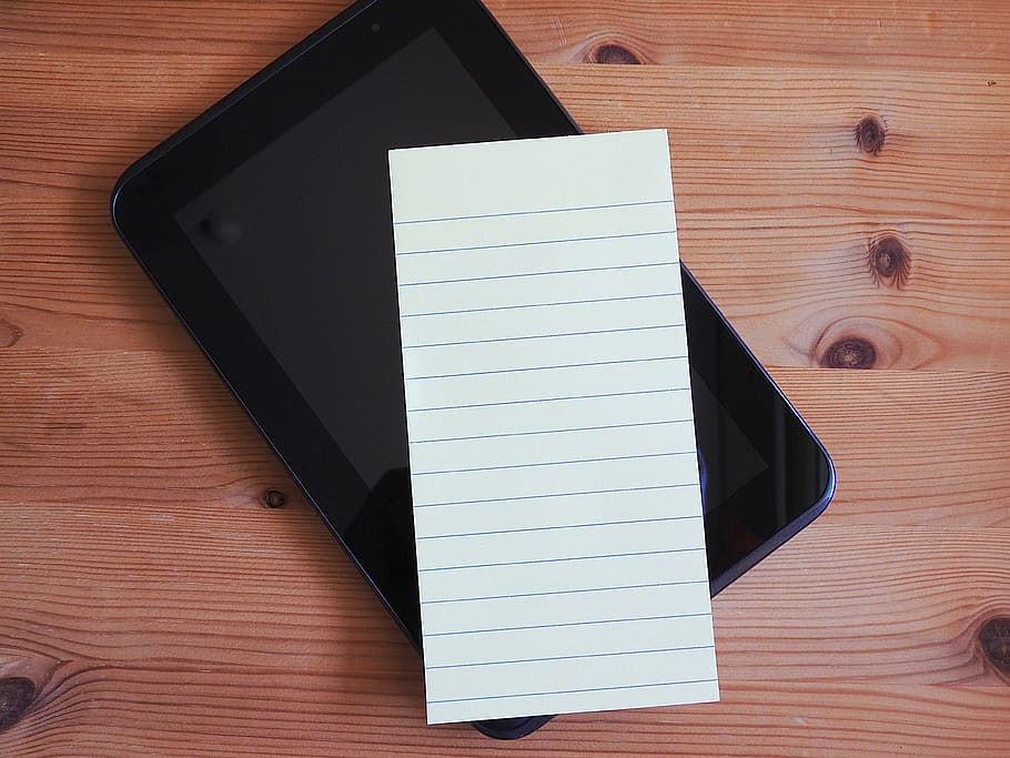 white paper on black tablet computer, postit, stickies, adhesive note HD wallpaper