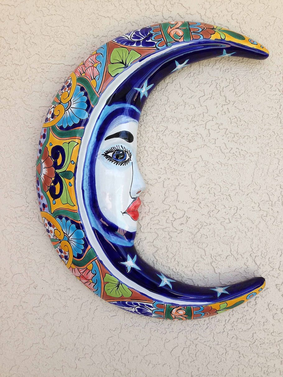 Moon, Pottery, Crescent, Artisan, human Face, people, no people HD wallpaper