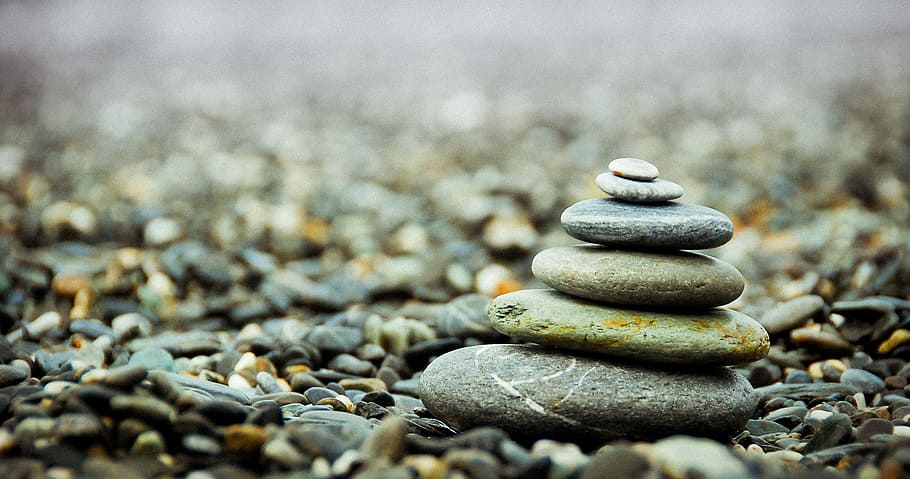 close-up photo of gray stone pile, stack of stones macro photography, HD wallpaper