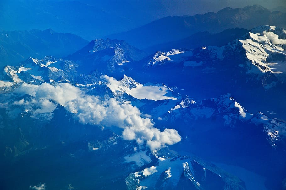 aerial photography of black mountain, high, angle, mountains HD wallpaper