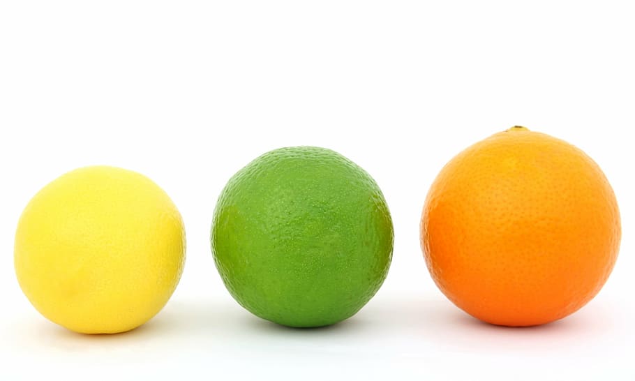yellow, green, and orange fruits, background, bitter, breakfast, HD wallpaper