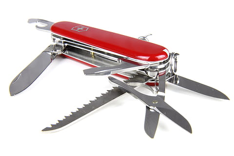 red swiss army knife, blade, compact, cut, equipment, isolated HD wallpaper