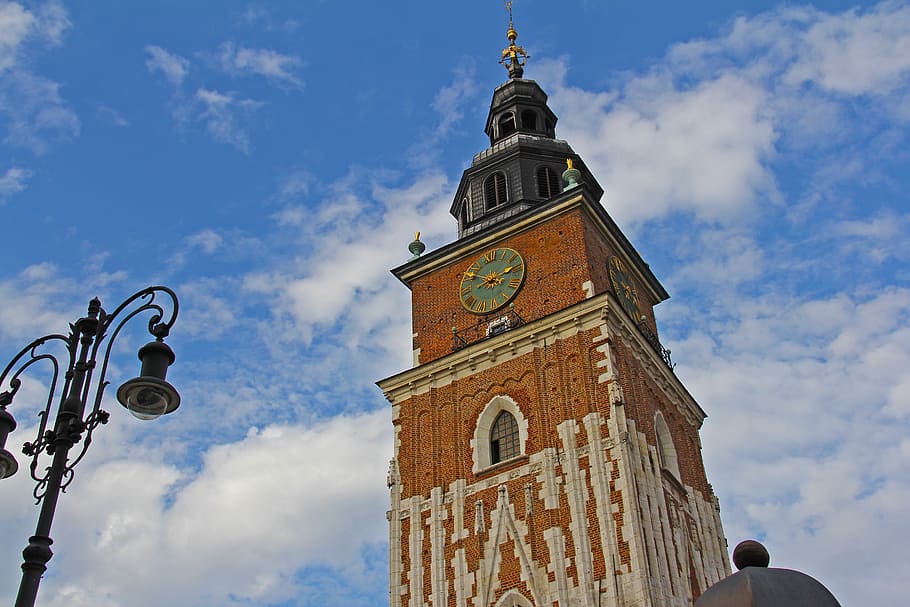 blue sky, beautiful, cloud, cloth hall, krakow, poland, europe HD wallpaper