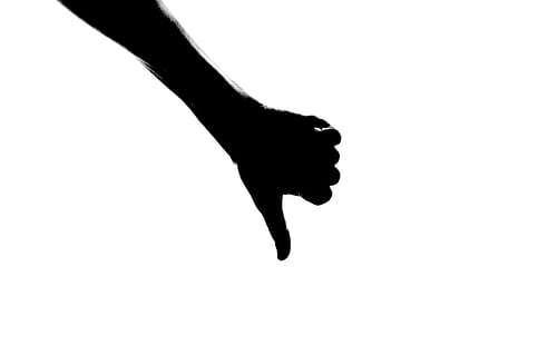 silhoutte of person right hand, silhouette, thumb, down, looser HD wallpaper