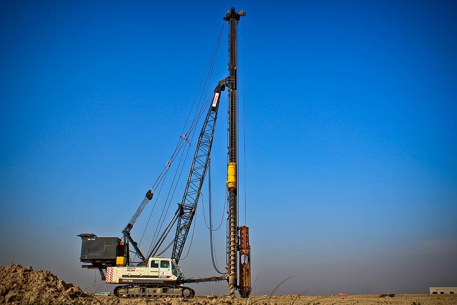 sky, outdoors, industry, machinery, crane - construction machinery HD wallpaper