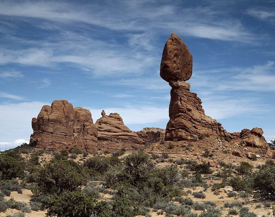 balanced rock, formation, sandstone, natural, desert, scenic, HD wallpaper