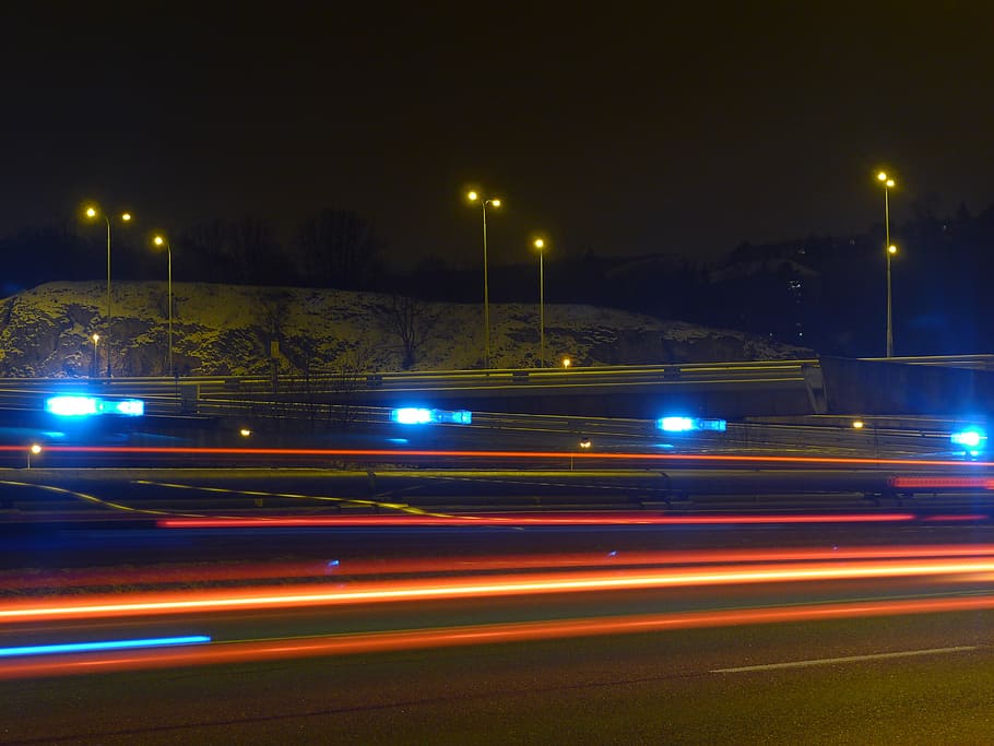 night, evening, light trails, road, highway, street, urban HD wallpaper