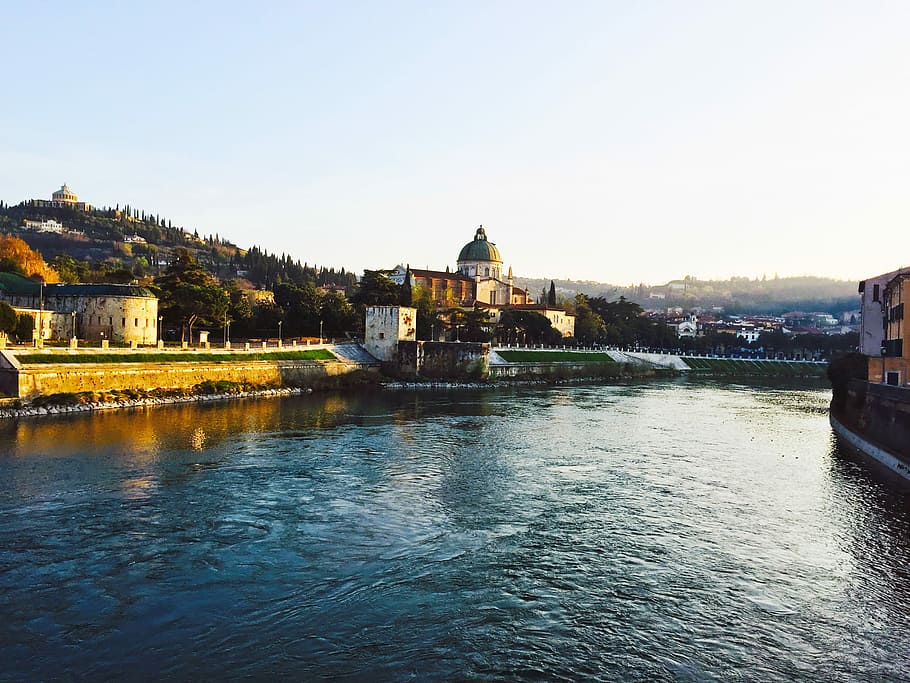 Verona, Bridge, River, River, Adige, the river adige, vista HD wallpaper