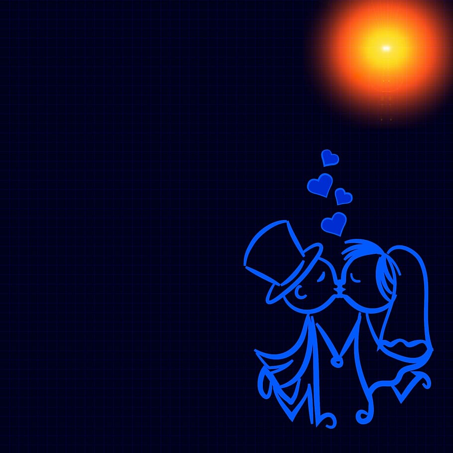 kissing man and woman illustration, love, affection, background HD wallpaper