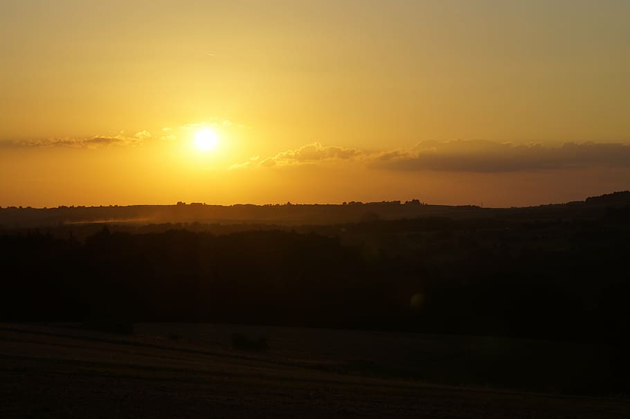 sunset, yellow, sky, clouds, landscape, orange, evening, environment HD wallpaper