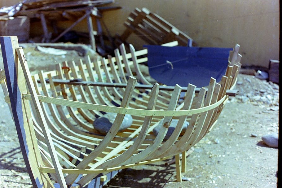 boot, basic scaffolding, bootbau, wood, wood gerippe, build HD wallpaper