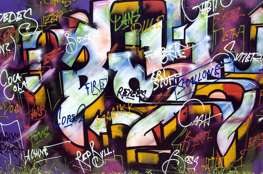 white and multicolored graffiti wall artwork screenshot, creativity HD wallpaper