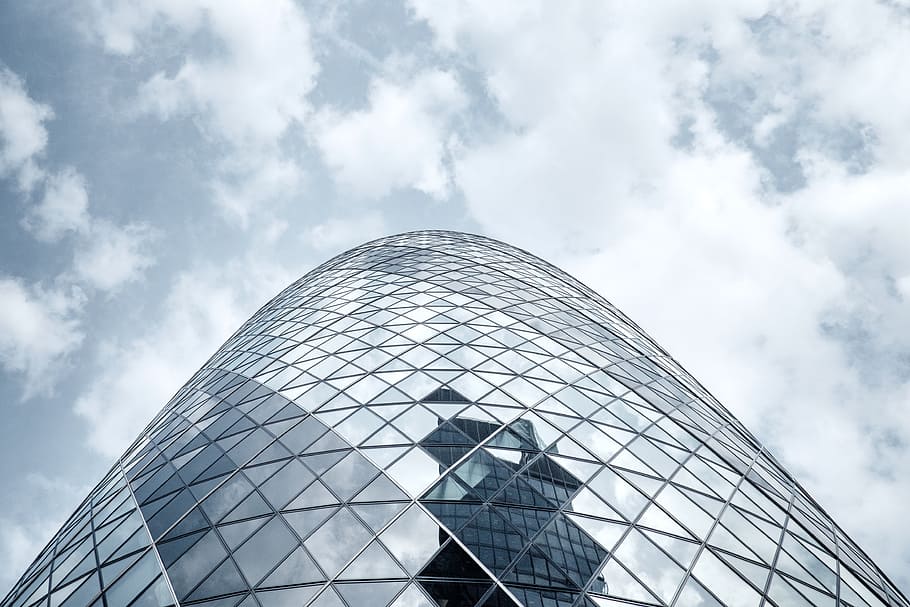 worm's-eye view photography of glass panel building, architecture HD wallpaper