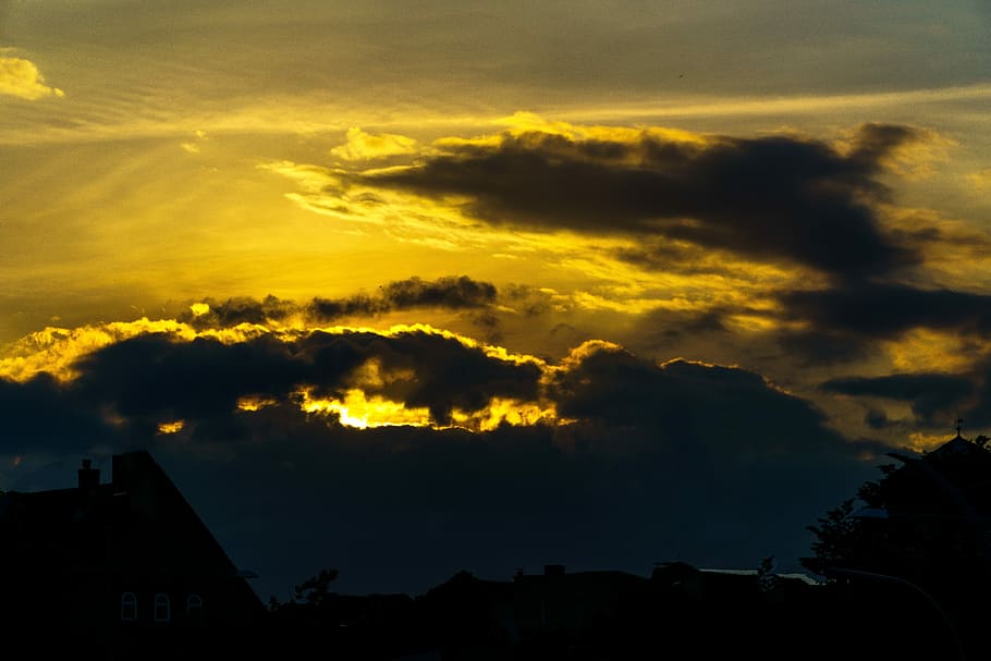 Sunset, Kappeln, Clouds, Mecklenburg, sky, yellow, baltic sea HD wallpaper