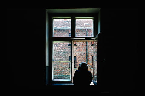 person standing in front of open window, person near glass door silhouette HD wallpaper